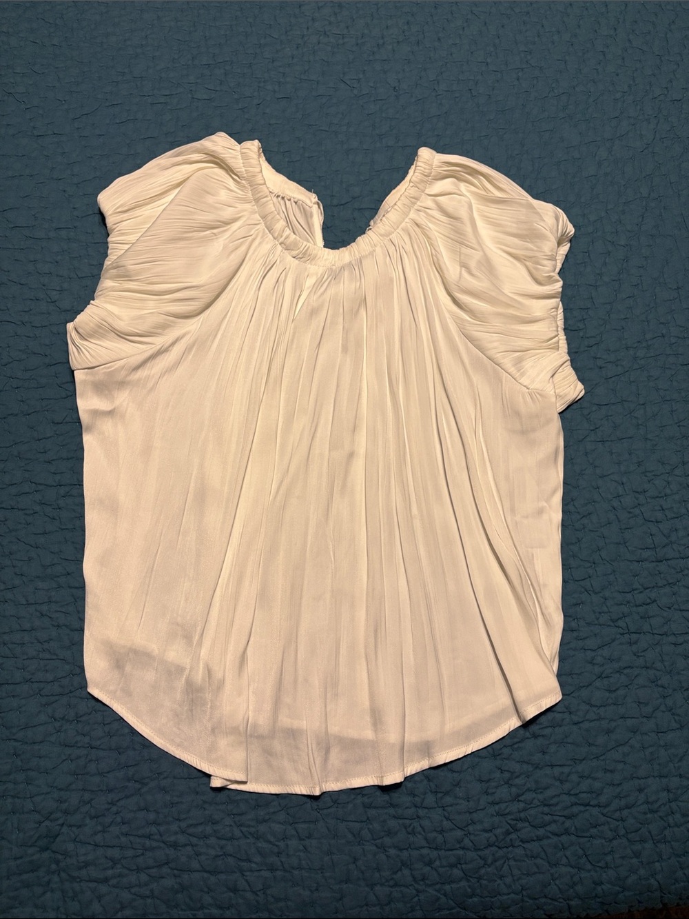 Jason Wu Cream Pleated Short-Sleeve Blouse